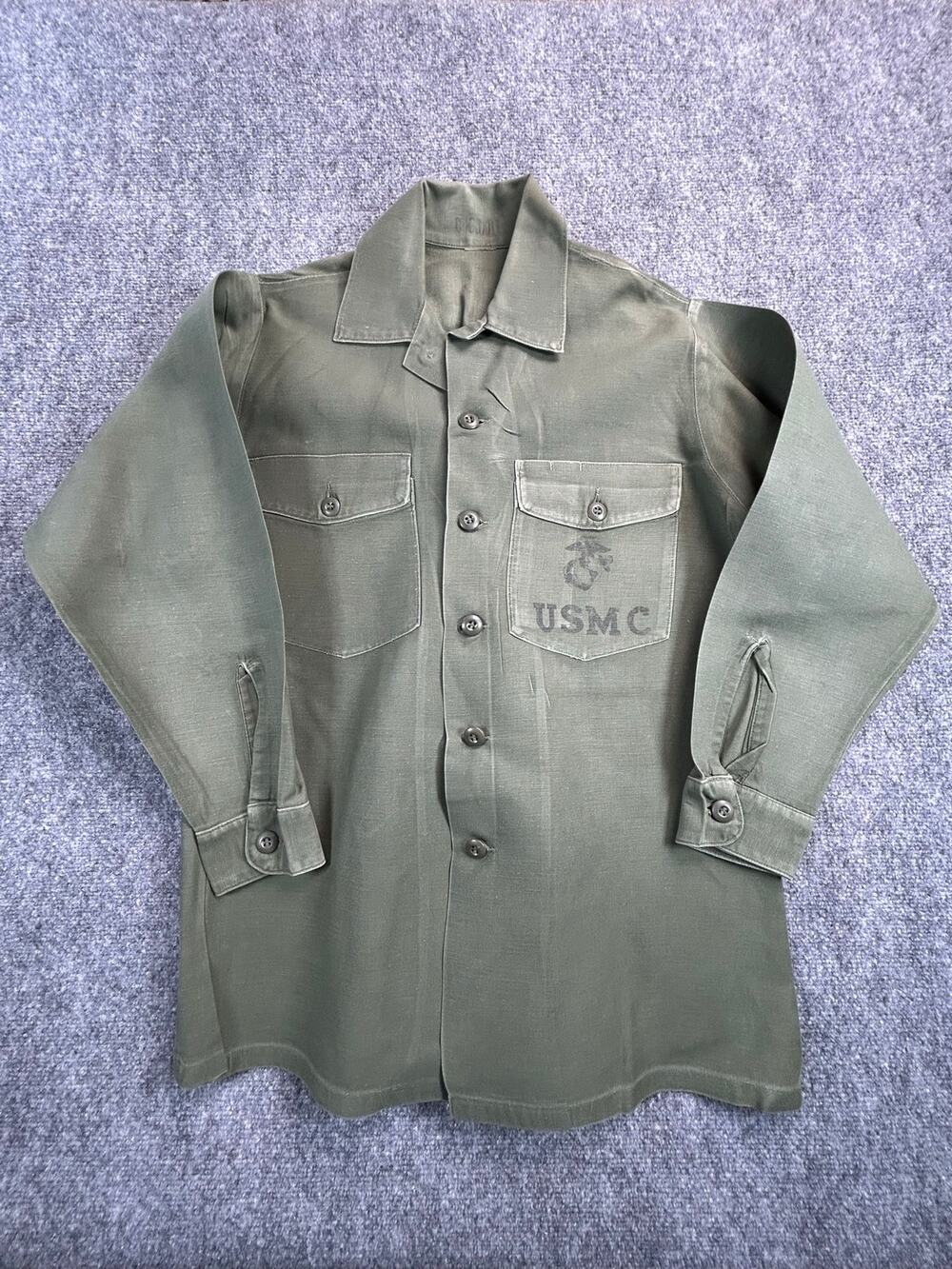 Vintage Vietnam Era USMC OG-107 Utility Shirt 15.5x33 Marine Corps Military